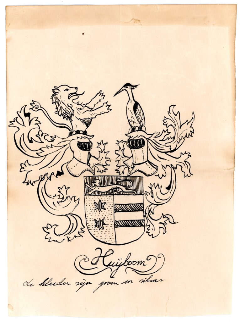 tekening van wapenschild Huijboom Bakx door Nicolaas Franciscus Huijboom 16 oktober 1892